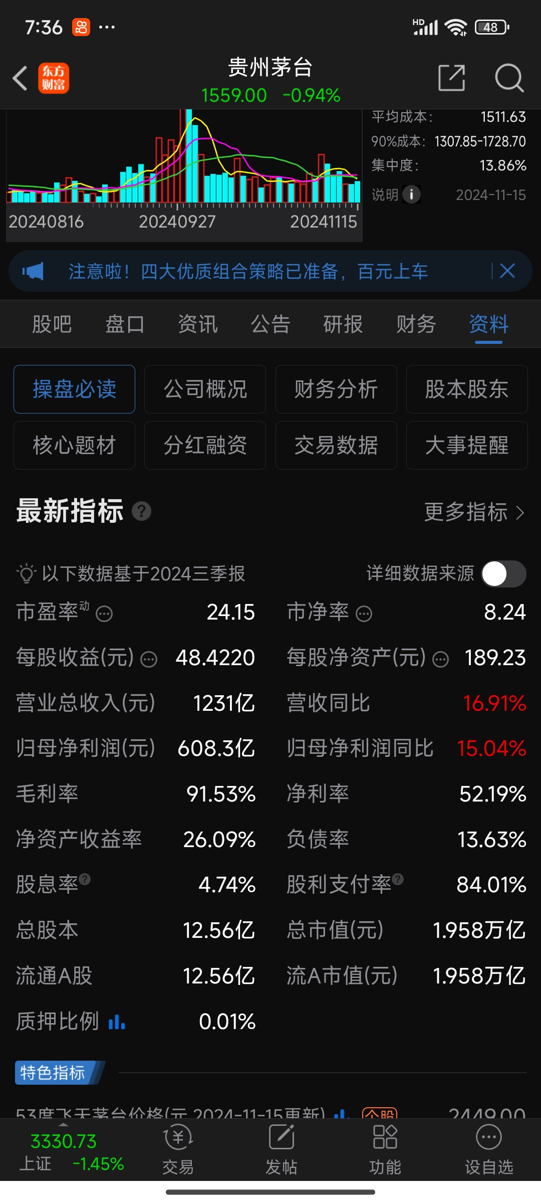 工商银行：2024年全年实现净利润3,669亿元，同比增长0.5%
