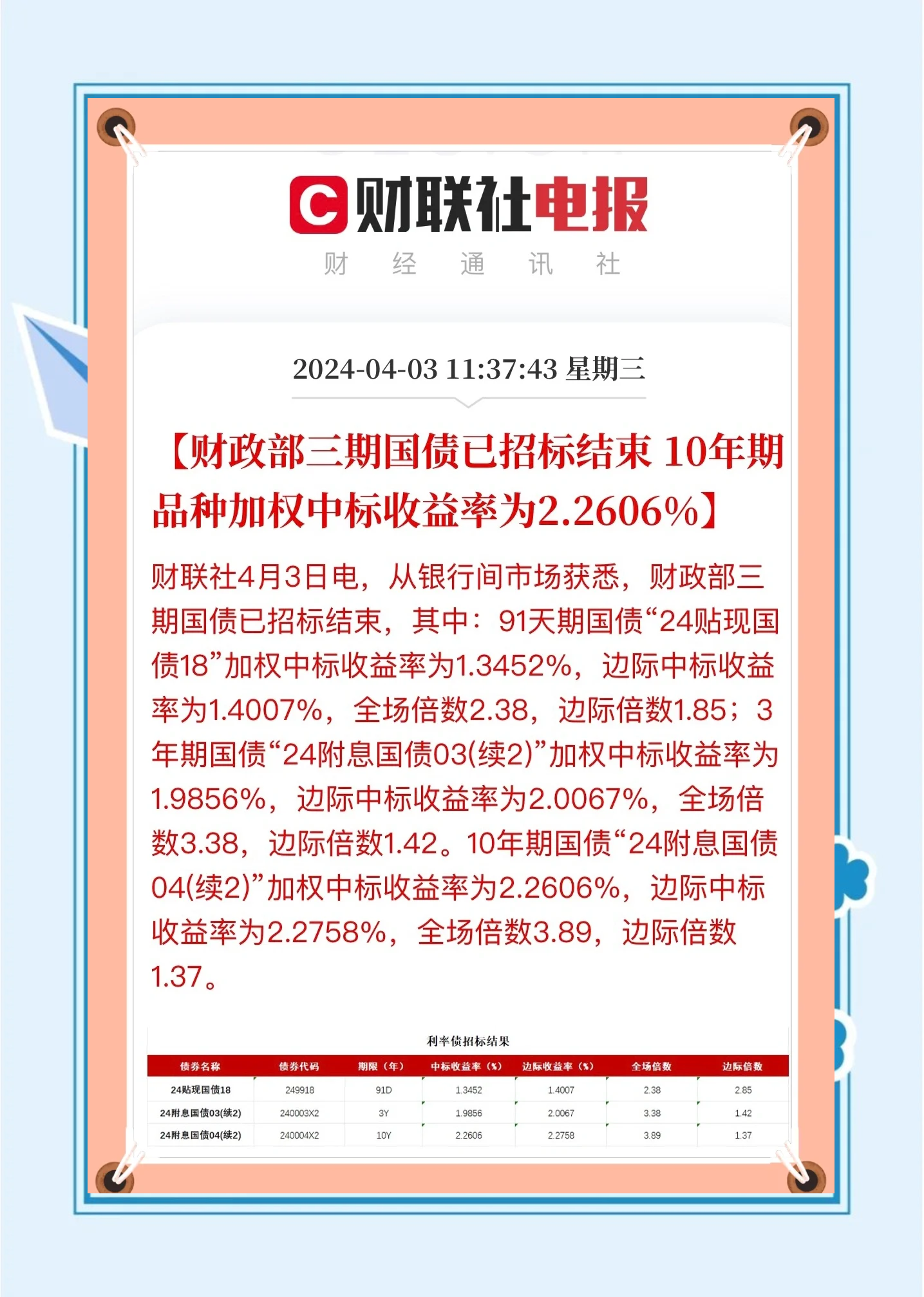 国债期货收盘集体下跌，30年期主力合约跌0.17%